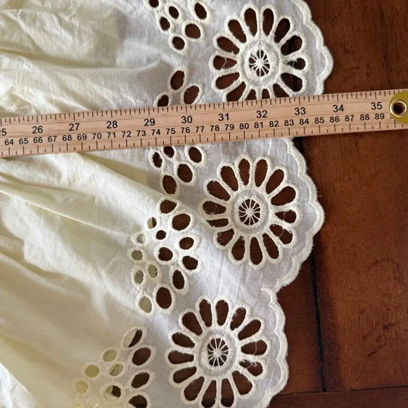 NWT Free People Eyelet Lace Mini Dress Pale Yellow Lace Up Open Back XS - Picture 7 of 7